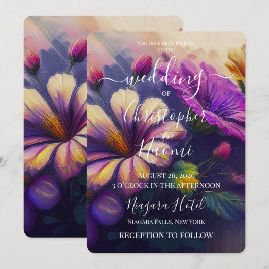 PERSONALISIEREN: Gemalte Blumen Einladung (Vorne/Hinten)