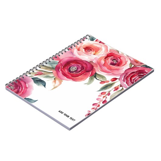 PERSONALISIEREN: Gemalte Rose | Notebook-Journal Notizblock (Linke Seite)