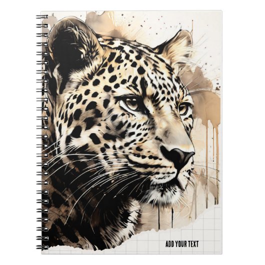 PERSONALISIEREN Gemalter Leopard Notizbuch Journal Notizblock (Vorderseite)