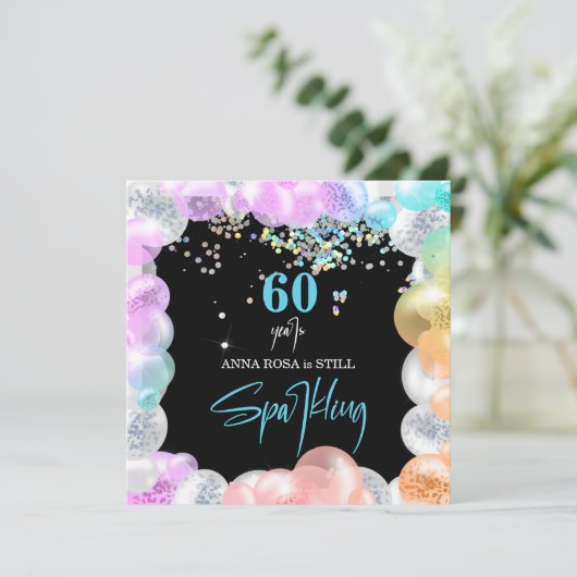 *~* PERSONALISIEREN GENERIC jedes Alters Balloons  Einladung (Stehend Vorderseite)