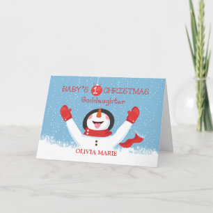 Personalisieren Godtochter Name Weihnachtsschneman Karte