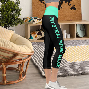 Personalisieren Green Blue Black Cat Themed Funny Capri Leggings