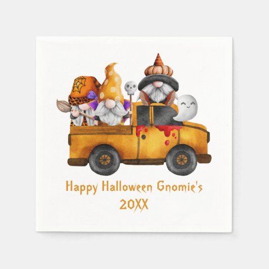 Personalisieren Halloween Gnomes Orange Truck Serviette (Vorderseite)