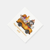 Personalisieren Halloween Gnomes Orange Truck Serviette (Ecke)