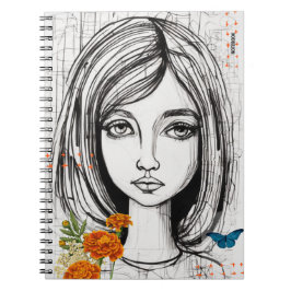 PERSONALISIEREN: Handgezeichnetes Portrait | Notiz Notizblock