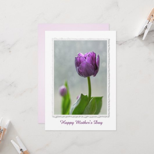 Personalisieren: "Happy Mother's Day" Lila Tulips Karte (Vorderseite/Rückseite Beispiel)
