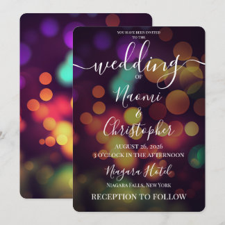 PERSONALISIEREN: Herbstfarbene Bokeh-Hochzeit Einladung