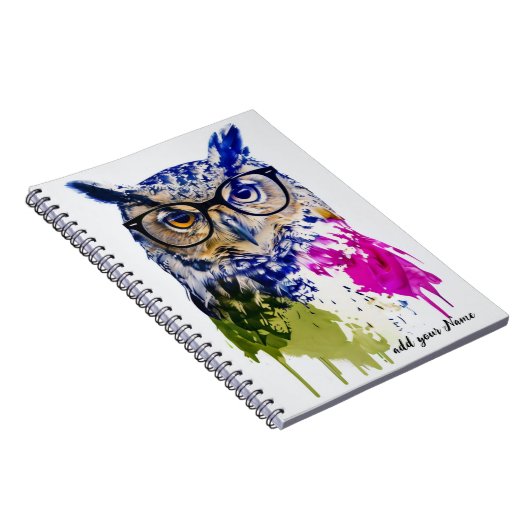 PERSONALISIEREN: Hippie Owl | Notebook-Journal Notizblock (Rechte Seite)