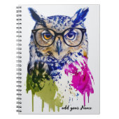 PERSONALISIEREN: Hippie Owl | Notebook-Journal Notizblock (Vorderseite)