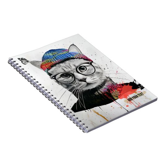 PERSONALISIEREN: Hipster Cat | Notebook-Journal Notizblock (Rechte Seite)