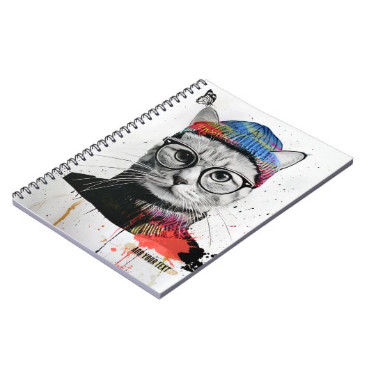 PERSONALISIEREN: Hipster Cat | Notebook-Journal Notizblock (Linke Seite)
