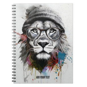 PERSONALISIEREN: Hipster Lion   Notebook-Journal Notizblock