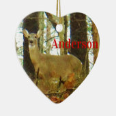 personalisieren: Hirsche in den Nebelkiefern Keramik Ornament (Rechts)