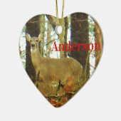 personalisieren: Hirsche in den Nebelkiefern Keramik Ornament (Links)