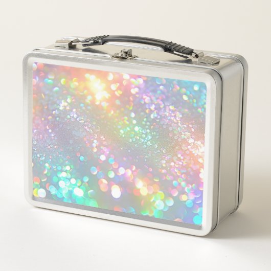 PERSONALISIEREN - Irisierender Glitter Metall Brotdose (Vorderseite)