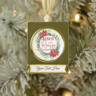 Personalisieren Jesus ist der Grund Weihnachten Banner-Ornament Gold