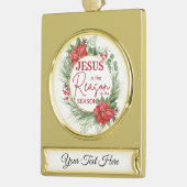 Personalisieren Jesus ist der Grund Weihnachten Banner-Ornament Gold (Links)