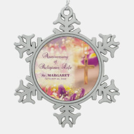 Personalisieren, Jubiläum religiöses Leben, Nun Schneeflocken Zinn-Ornament
