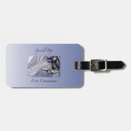 Personalisieren, Junge, Erste Kommunion Blau Gepäckanhänger