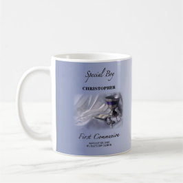 Personalisieren, Junge, Erste Kommunion Blau Kaffeetasse
