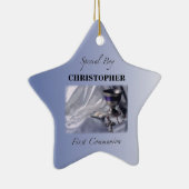 Personalisieren, Junge, Erste Kommunion Blau Keramikornament (Rechts)