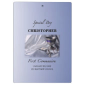 Personalisieren, Junge, Erste Kommunion Blau Klemmbrett (Rückseite)