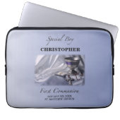 Personalisieren, Junge, Erste Kommunion Blau Laptopschutzhülle (Vorderseite)