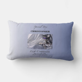 Personalisieren, Junge, Erste Kommunion Blau Lendenkissen