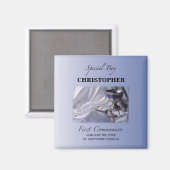 Personalisieren, Junge, Erste Kommunion Blau Magnet (Vorderseite/Rückseite)