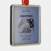 Personalisieren, Junge, Erste Kommunion Blau Ornament Aus Metall (Rechts)