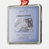 Personalisieren, Junge, Erste Kommunion Blau Ornament Aus Metall (Links)