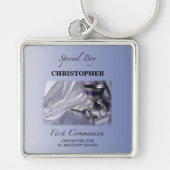 Personalisieren, Junge, Erste Kommunion Blau Schlüsselanhänger (Vorne)