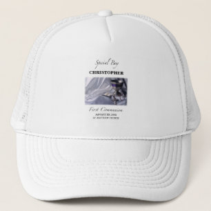 Personalisieren, Junge, Erste Kommunion Blau Truckerkappe