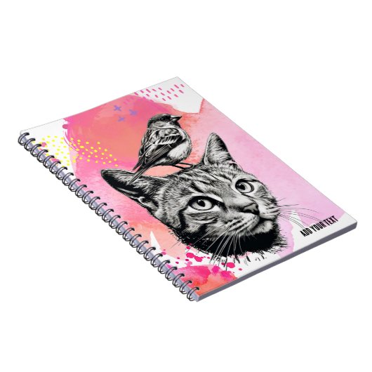 PERSONALISIEREN: Katze + Vögel | Notebook-Journal Notizblock (Rechte Seite)