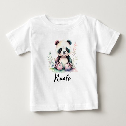 Personalisieren Kinder Kleinkind Panda Bär Baby T-shirt (Vorderseite)