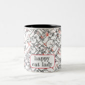 personalisieren: kinderlose Katzenfrau Zweifarbige Tasse (Mittel)