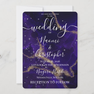 Personalisieren: Lila Goldader Hochzeit Einladung