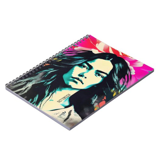 PERSONALISIEREN: Linoprint-Portrait | Notizbuch Notizblock (Linke Seite)