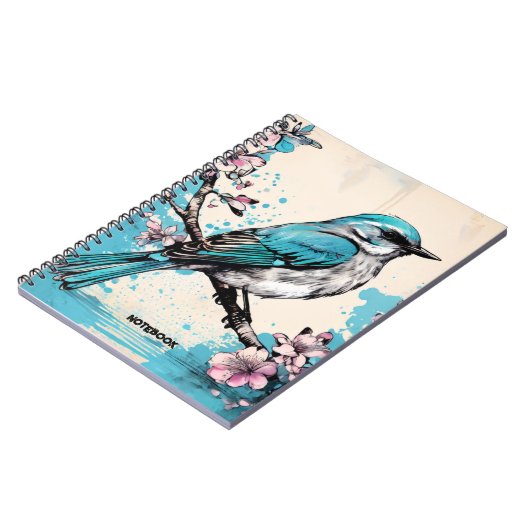 PERSONALISIEREN: Little Blue Bird | Notebook-Journ Notizblock (Linke Seite)