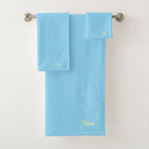 Personalisieren Lt Blau + Gelbes Geschenk Persönli Badhandtuch Set