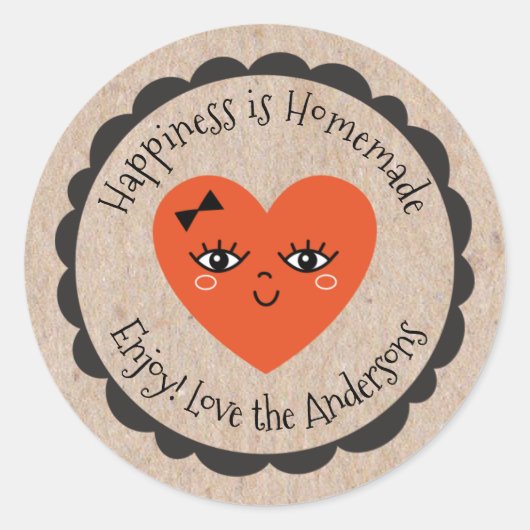 Personalisieren Made with Liebe Kraft Niedlich Hea Runder Aufkleber (Vorderseite)