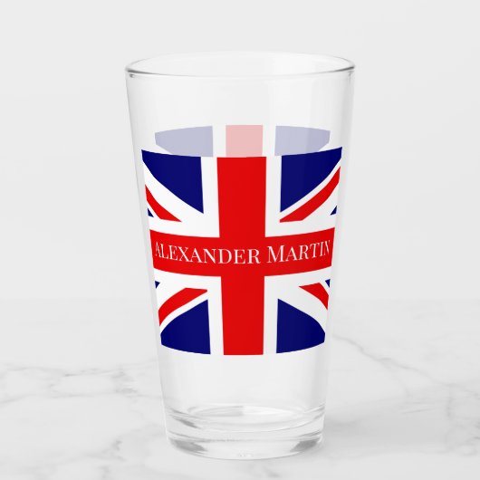 Personalisieren mit dem Namen Britische Flagge Glas (Vorderseite)