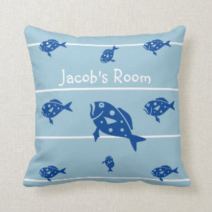 Personalisieren mit dem Namen Fischkissen Blues Kissen