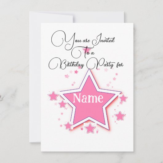 Personalisieren mit einem Namen STAR Geburtstag Einladung (Vorderseite)