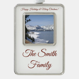 Personalisieren mit Foto & Name Rahmen-Ornament Silber