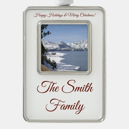 Personalisieren mit Foto & Name Rahmen-Ornament Silber (Vorderseite)