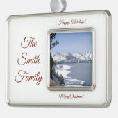 Personalisieren mit Foto & Name Rahmen-Ornament Silber (Links)