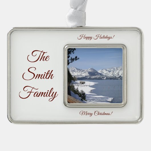 Personalisieren mit Foto & Name Rahmen-Ornament Silber (Vorderseite)