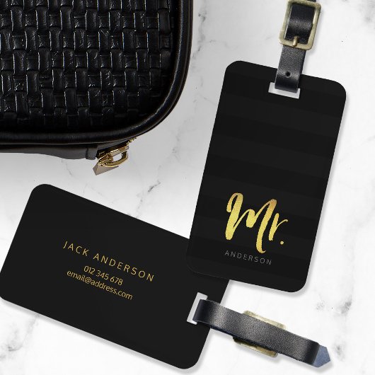 Personalisieren mit Name Imitate Gold Mr. Black St Gepäckanhänger