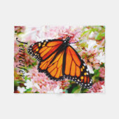 personalisieren mit/ Name Orange und Black Butterf Fleecedecke (Vorderseite (Horizontal))